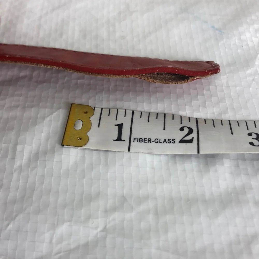 Alexis Kirk Red Leather Gold Tone Buckle Belt - Picture 6 of 9